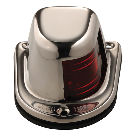 Attwood Marine 1-Mile Deck Mount, Red Sidelight - 12V - Stainless Steel Housing 66319R7